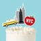 Big Dot of Happiness NYC Cityscape Cake Topper Set, New York City Party, Taxicab, Apple, Skyscraper Building Dessert Party Decorations – 3 Count